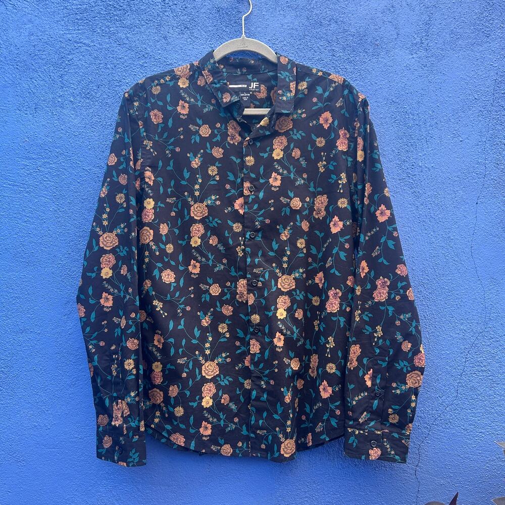 jf j.ferrar slim fit floral button up